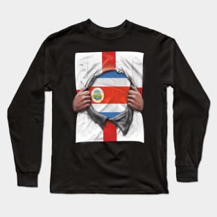 Costa Rica Flag English Flag Ripped - Gift for Costa Rican From Costa Rica Long Sleeve T-Shirt